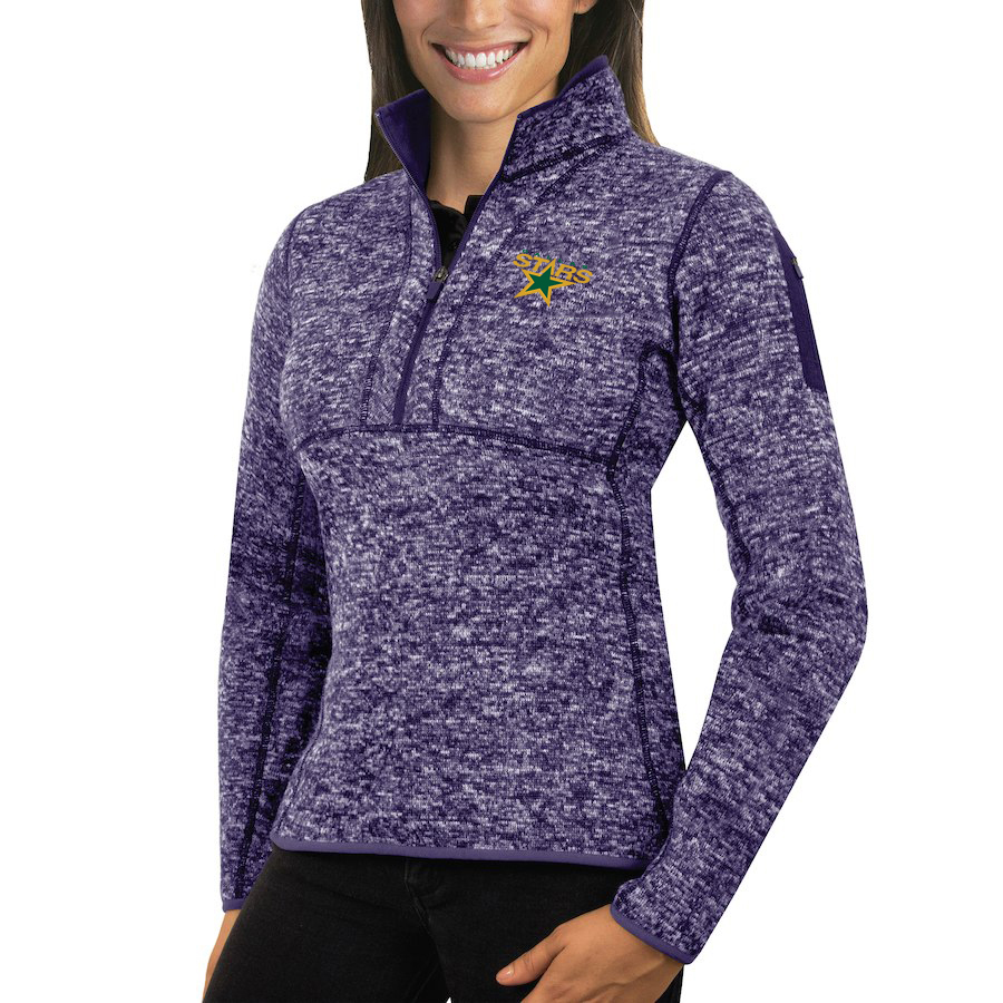 Dallas Stars Antigua Women's Fortune 1/2-Zip Pullover Sweater Purple